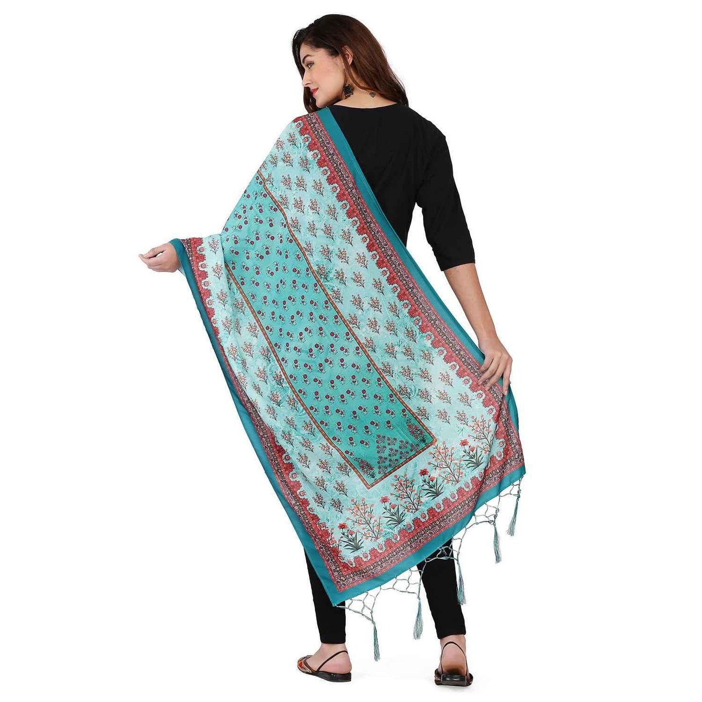 Kaizen Texo Fab Trendy Digital Printed Silk Dupattas With Jhalar