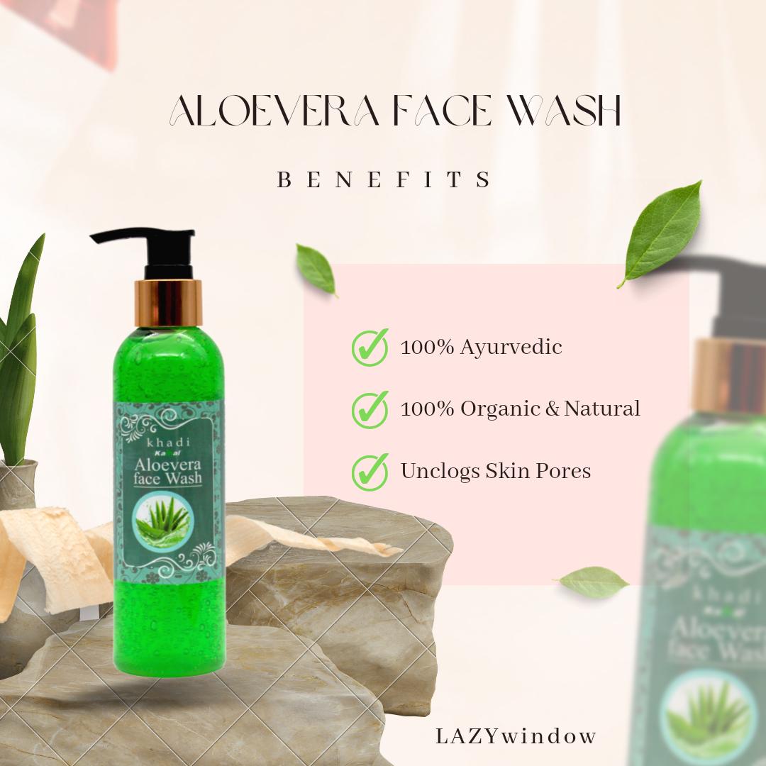 Khadi Kamal Herbal 100 Pure Natural & Organic Aloevera Face Wash For Men And Women 210ml Pack of 5
