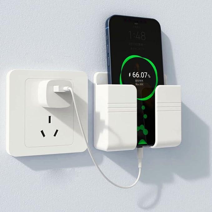 Wall Mounted Mobile Holder With Adhesive Strips& Charging Holder (pack of 4 / 8)