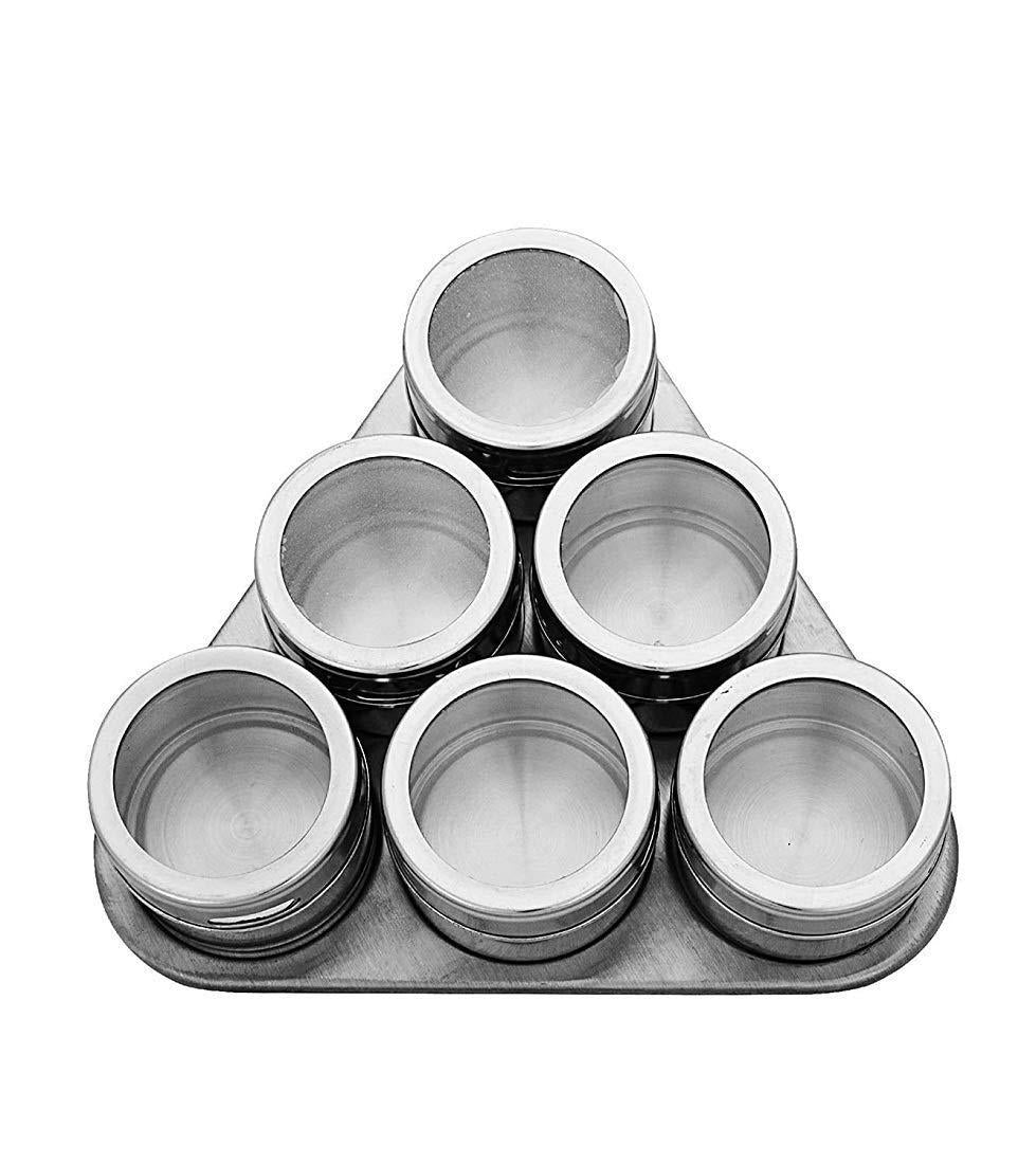 Spice Rack-Triangle Shape Magnetic Stainless Steel Spice Rack (Set of 6)