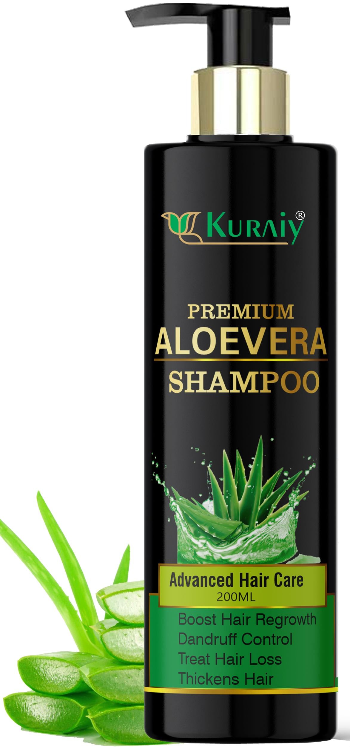 Kuraiy natural herbal Aloe Vera Shampoo 200 ml - Paraben Free Organic Shampoo (200 ml)