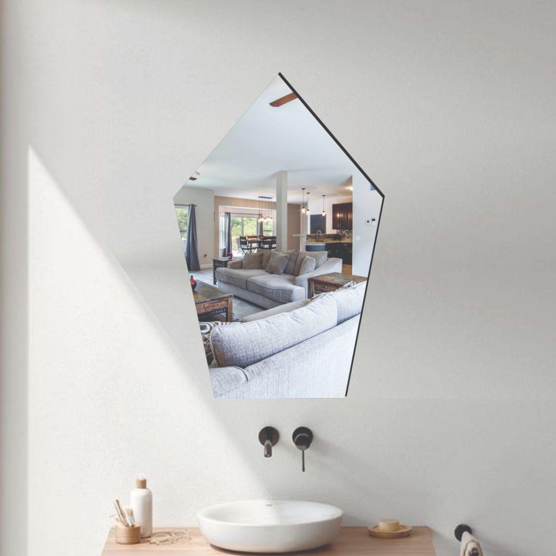 WallDaddy Pentagon Shape Plastic Mirror For Wall Size (20x30)Cm Flexible Mirror Pentagon Mirror