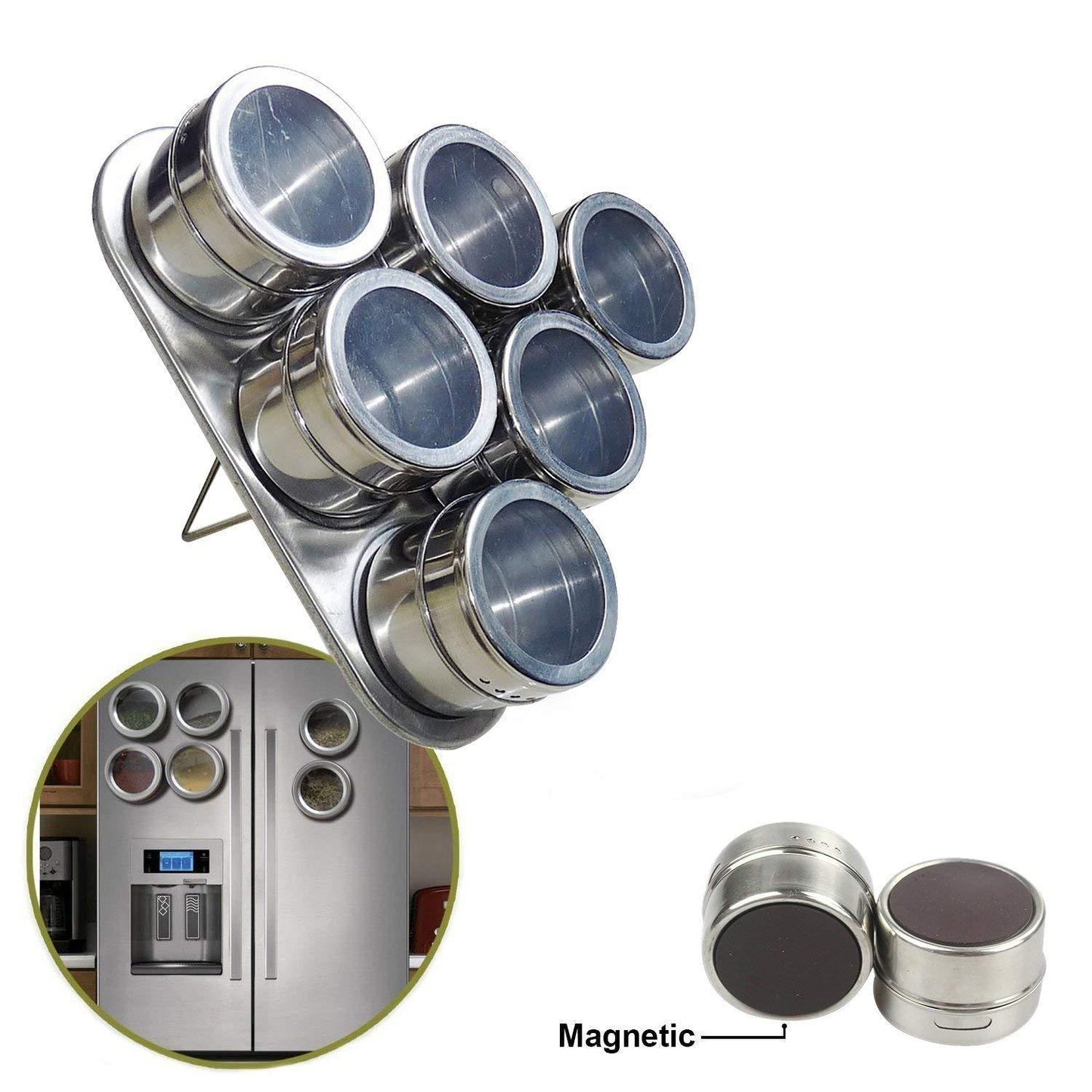Spice Rack-Triangle Shape Magnetic Stainless Steel Spice Rack (Set of 6)