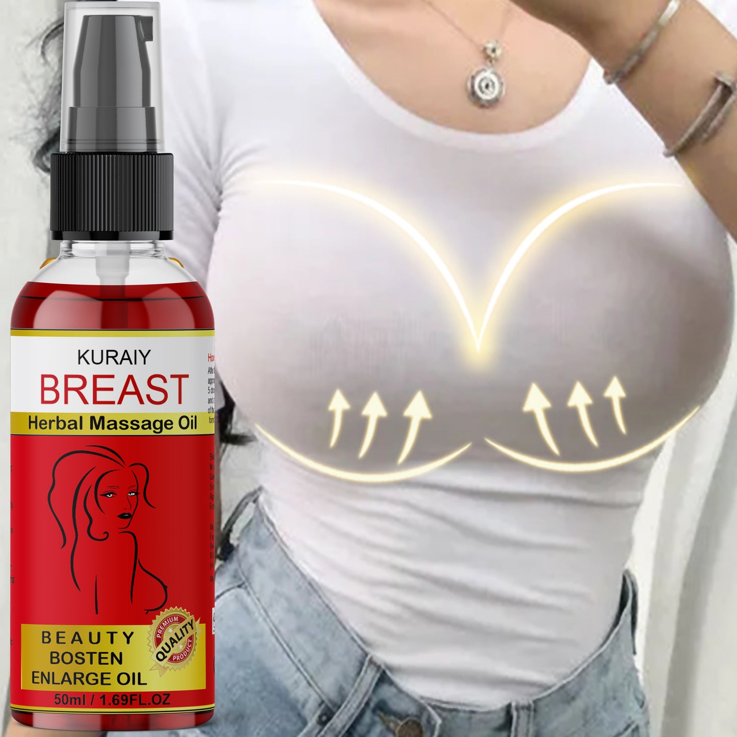 KURAIY Big Breast Oil for breast uplift, breast enlargement, breast growth & used as breast oils & breast tightening oil.
