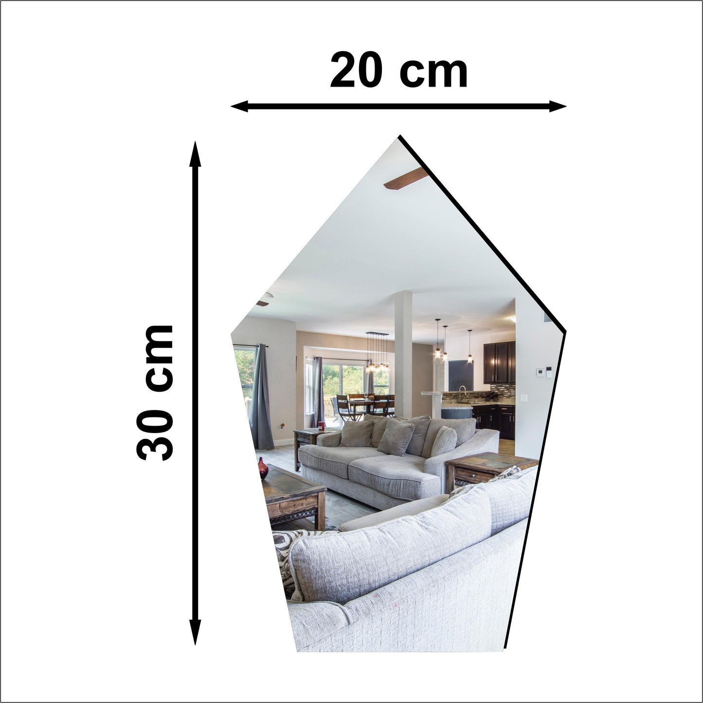 WallDaddy Pentagon Shape Plastic Mirror For Wall Size (20x30)Cm Flexible Mirror Pentagon Mirror