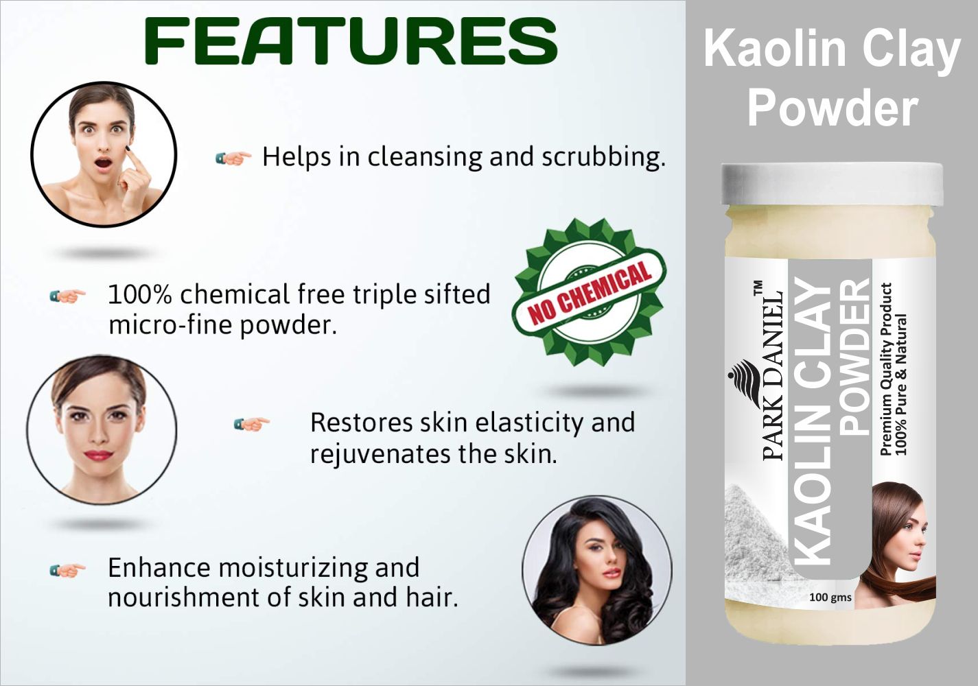 Park Daniel Kaolin Powder & Kalonji(Black Cumin) Powder Combo pack of 2 Jars of 100 gms(200 gms)