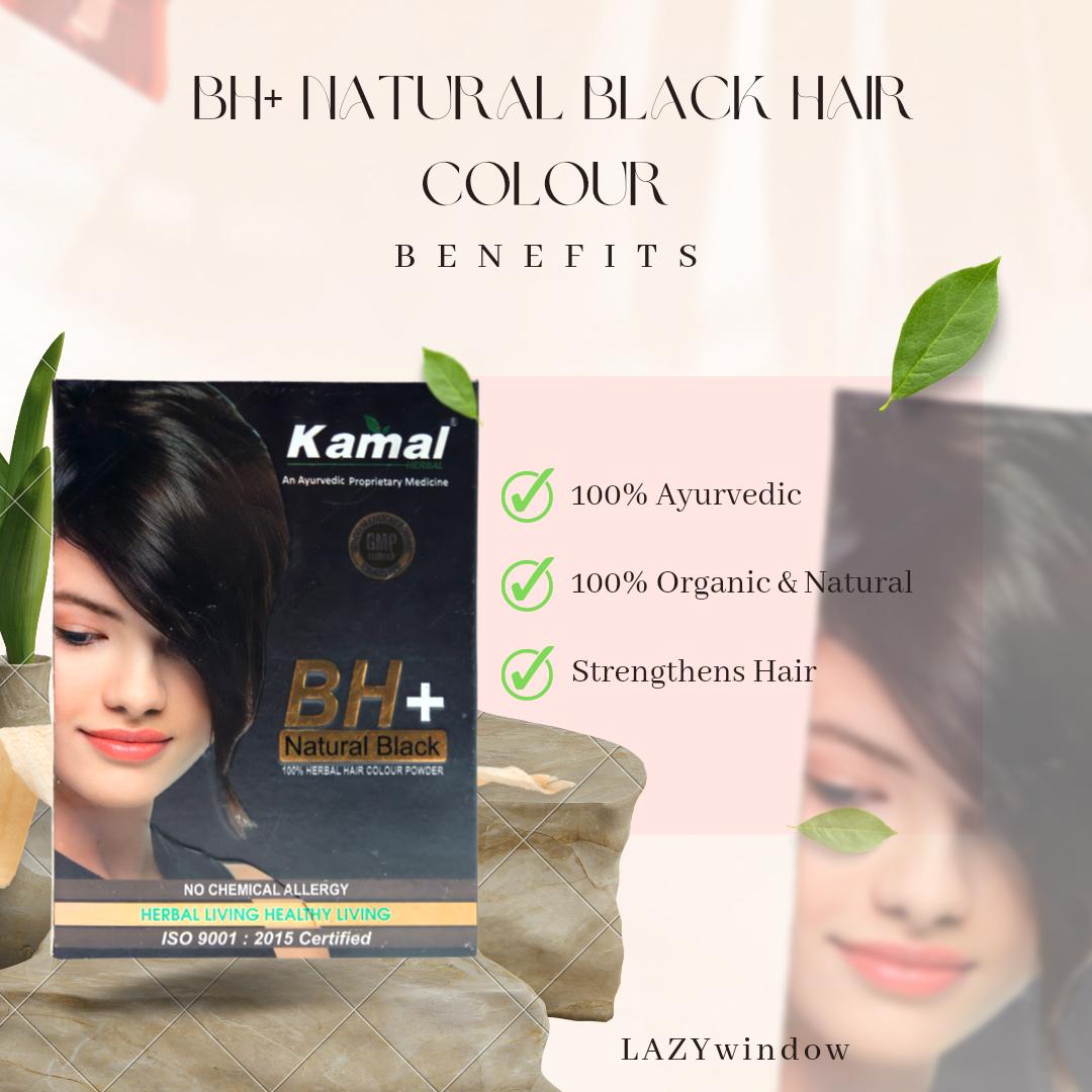 Khadi Kamal Herbal BH+ Black Hair Color for Man and Women 100 Natural Black 60g (Pack of 5)