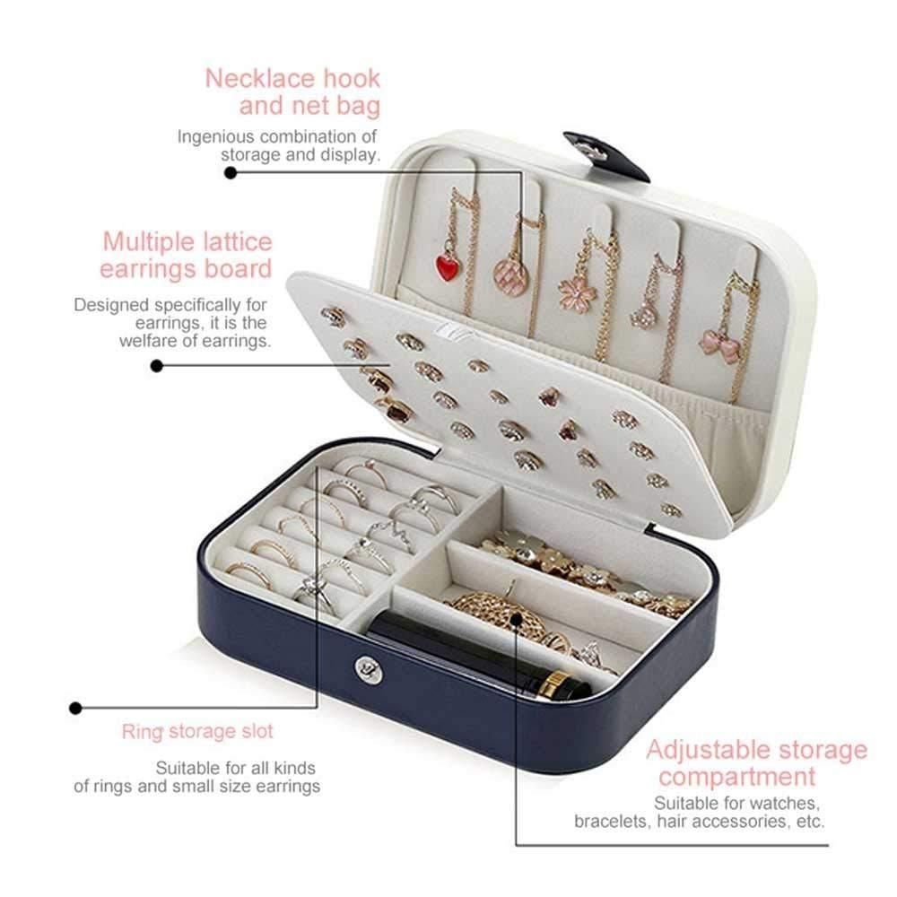 Jewelry Case- Portable PU Leather Double Layer Travel Jewelry Storage Display Case