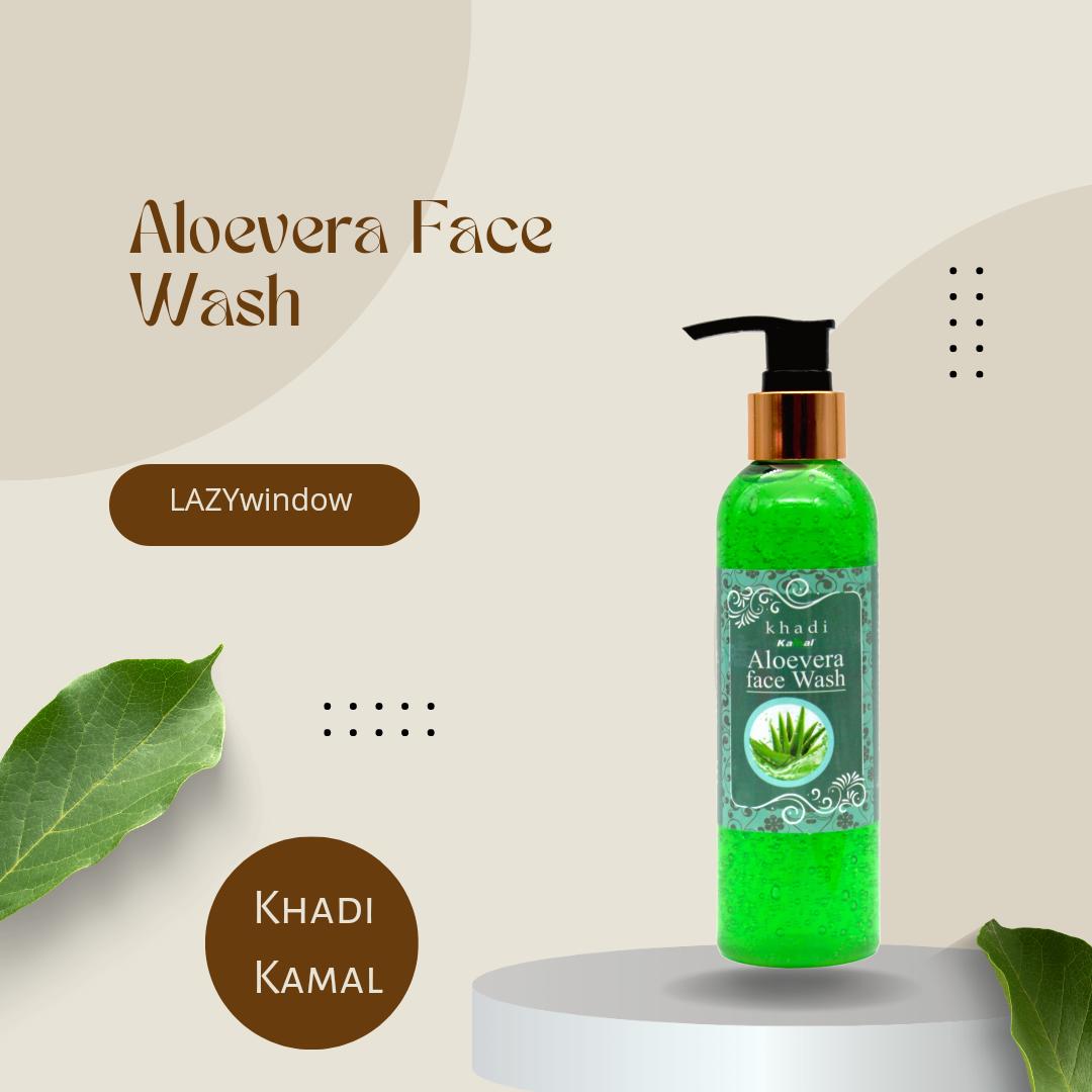 Khadi Kamal Herbal 100 Pure Natural & Organic Aloevera Face Wash For Men And Women 210ml Pack of 5