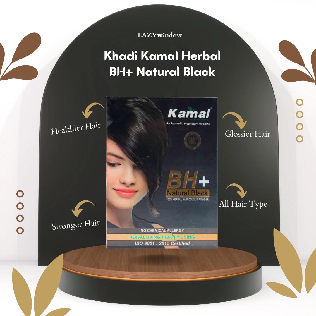 Khadi Kamal Herbal BH+ Black Hair Color for Man and Women 100 Natural Black 60g (Pack of 5)