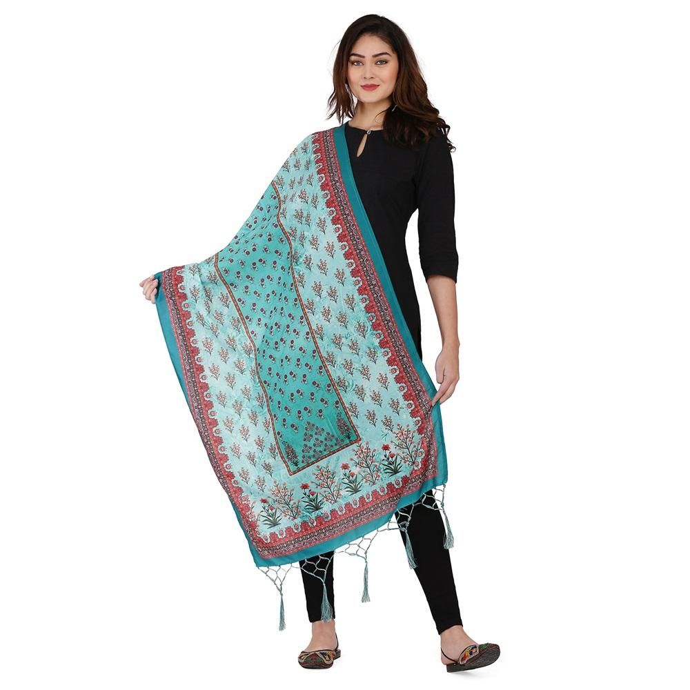 Kaizen Texo Fab Trendy Digital Printed Silk Dupattas With Jhalar
