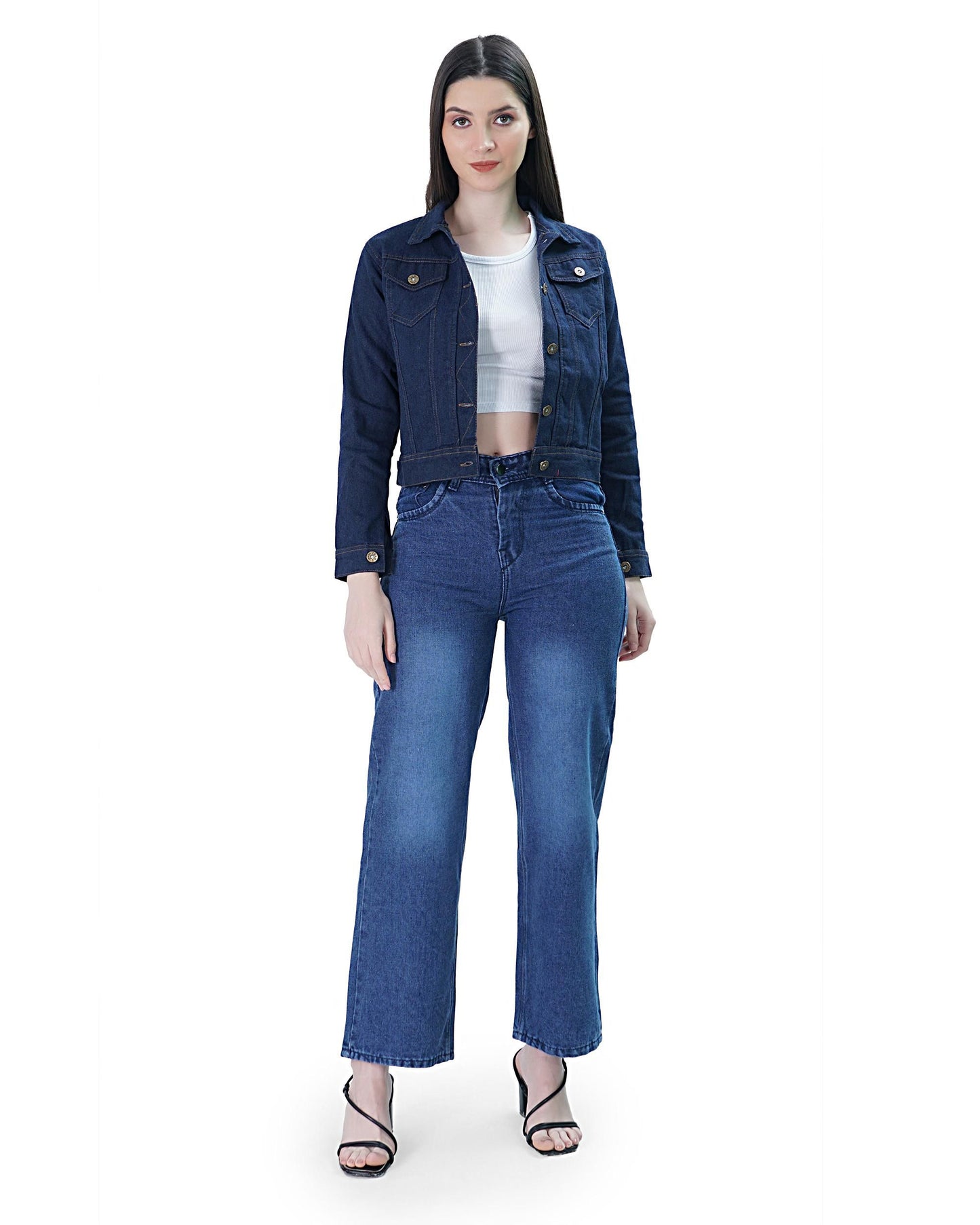 Lily Buds Denim Jacket For Women (Navy Blue)
