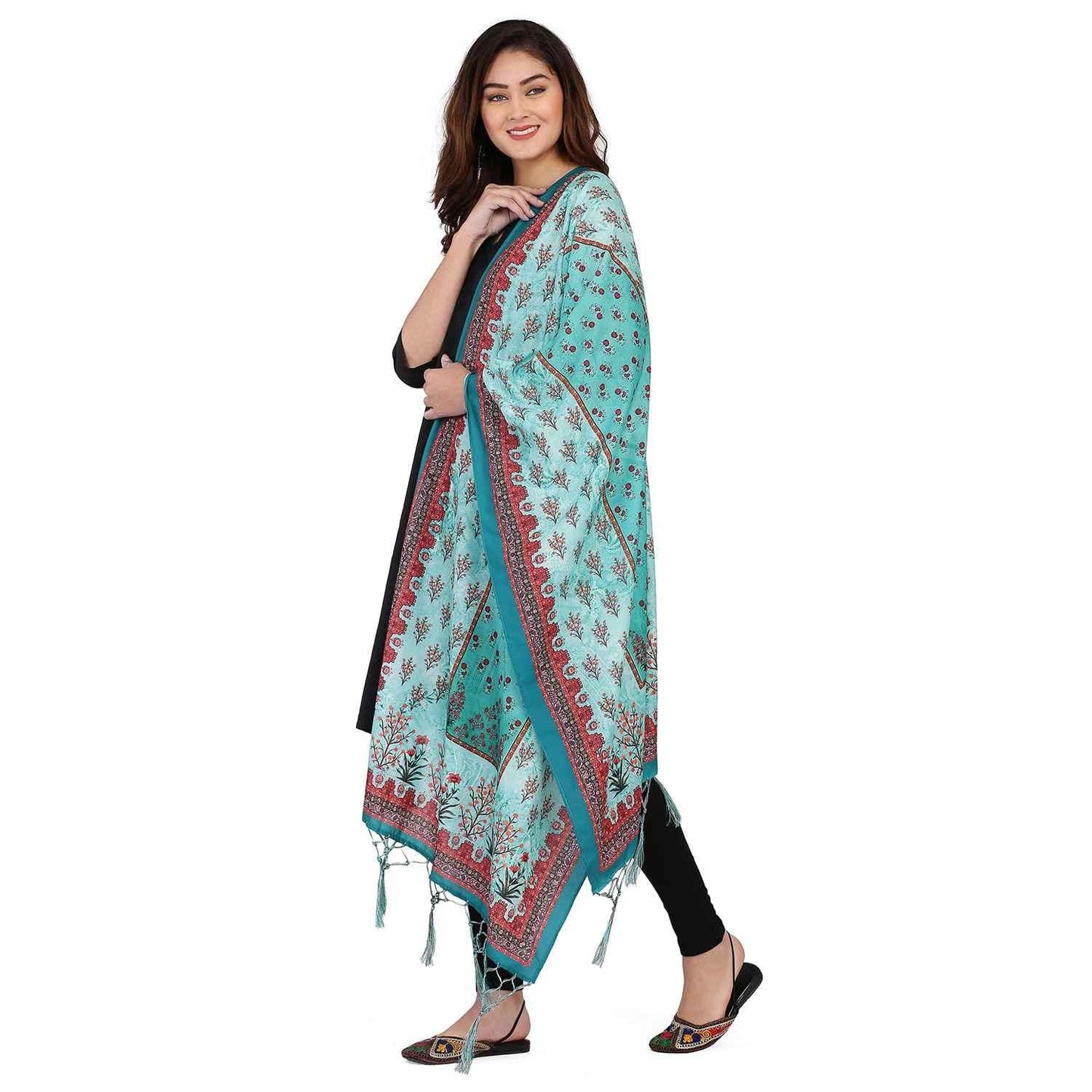 Kaizen Texo Fab Trendy Digital Printed Silk Dupattas With Jhalar