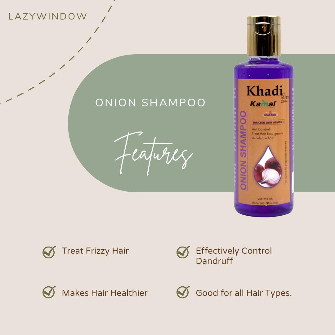 Khadi Kamal Herbal 100 Pure Natural & Organic Onion Shampoo For Men And Women For Hair 210ml (Pack of 5)