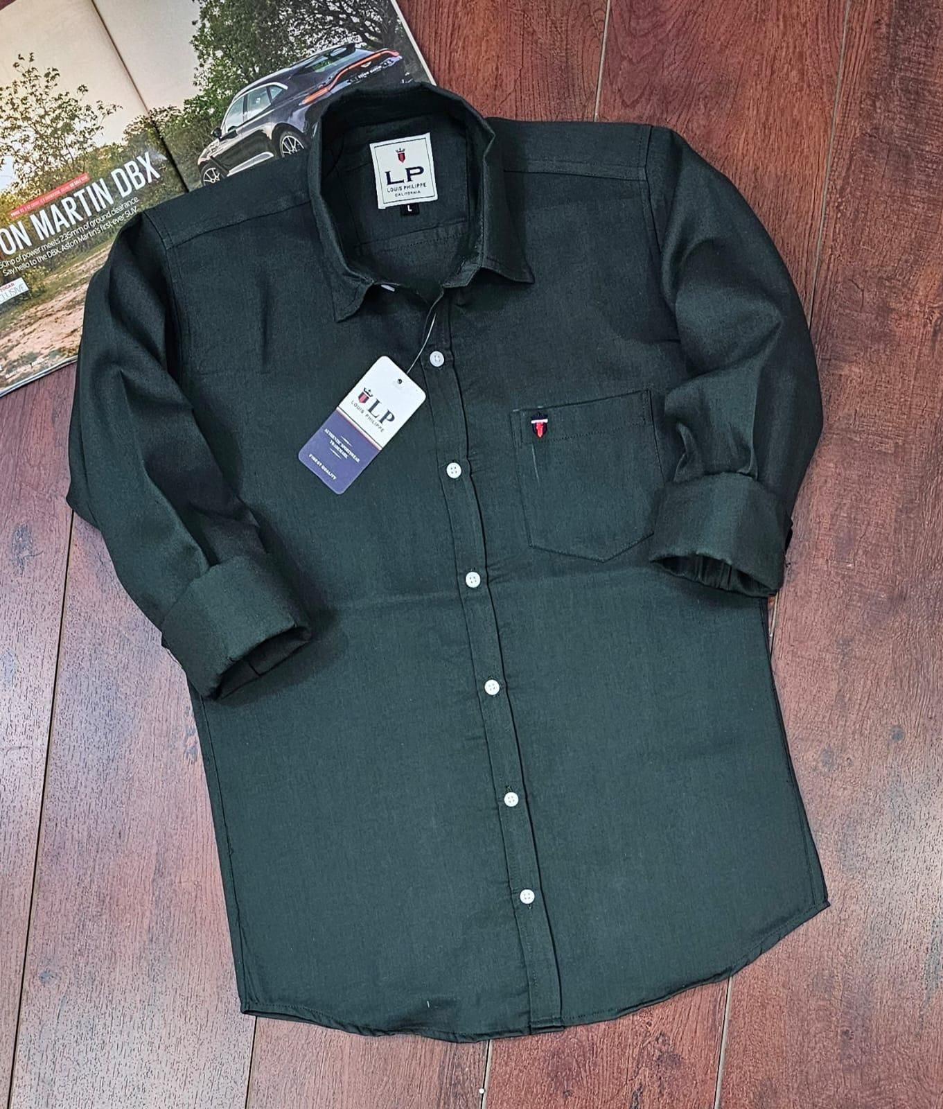 Louis Phillip Cotton Solid Full Sleeves Casual Shirt for Men's