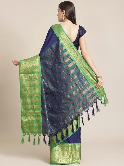 Pretty Solid Cotton Saree With Jacquard Border