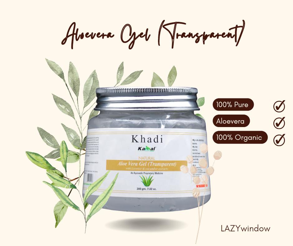 Khadi Kamal Herbal 100 Pure Natural & Organic Aloevera Gel For Men And Women For Face And Hair 200ml Pack of 5