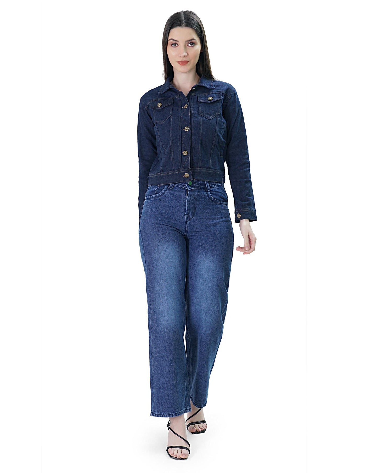Lily Buds Denim Jacket For Women (Navy Blue)