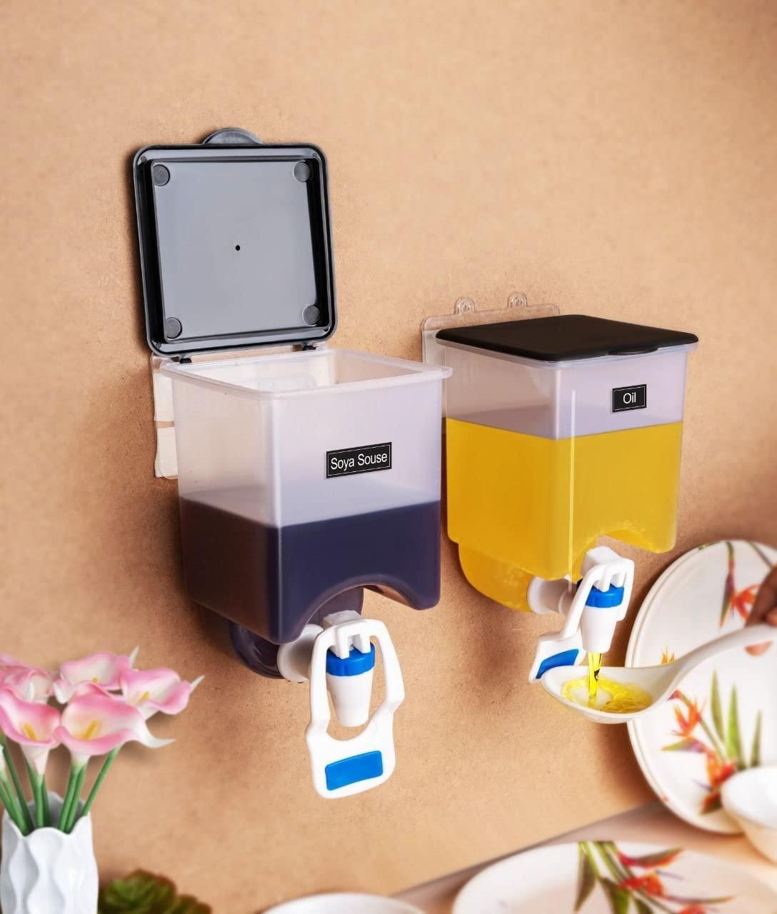 Plastic Wall Mounted Oil Dispenser Tank (Pack of 2)