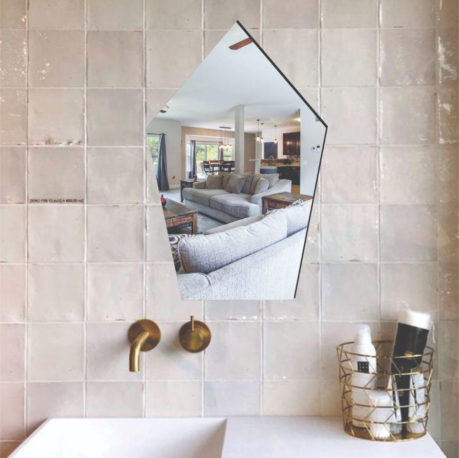 WallDaddy Pentagon Shape Plastic Mirror For Wall Size (20x30)Cm Flexible Mirror Pentagon Mirror