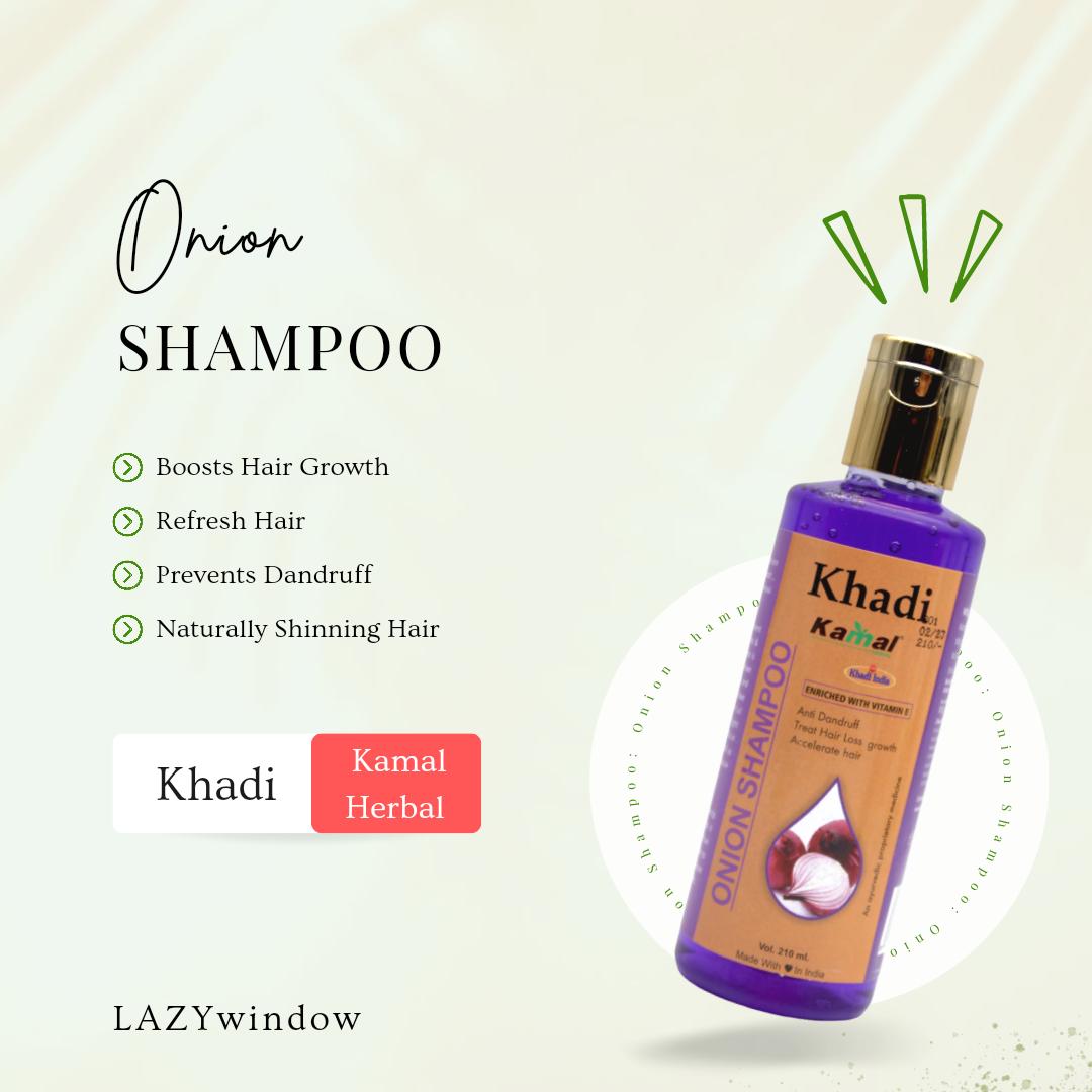 Khadi Kamal Herbal 100 Pure Natural & Organic Onion Shampoo For Men And Women For Hair 210ml (Pack of 5)