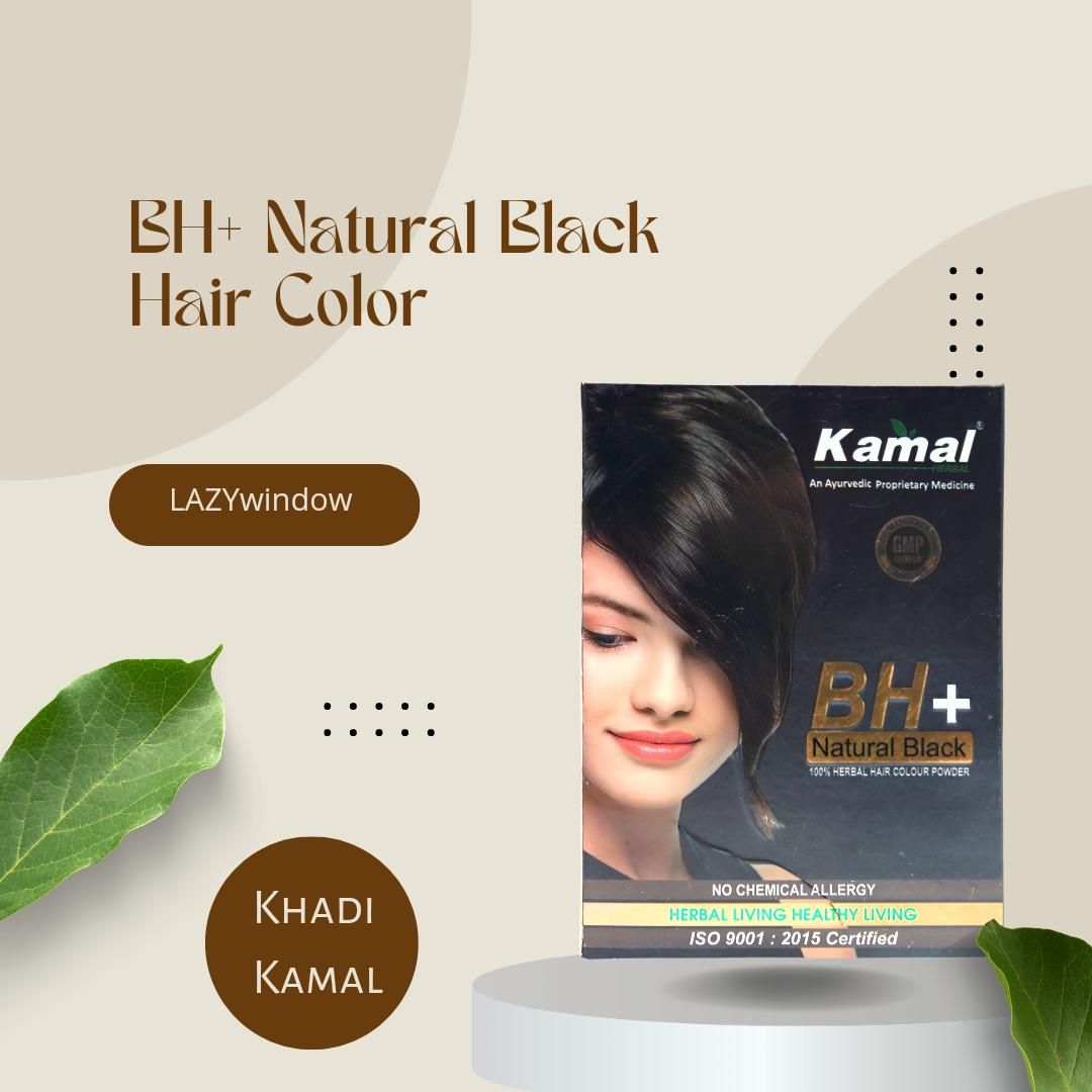 Khadi Kamal Herbal BH+ Black Hair Color for Man and Women 100 Natural Black 60g (Pack of 5)