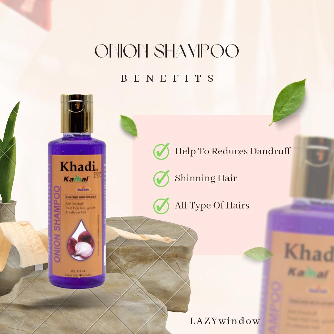 Khadi Kamal Herbal 100 Pure Natural & Organic Onion Shampoo For Men And Women For Hair 210ml (Pack of 5)