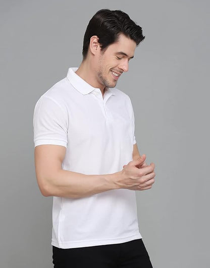 Poly Cotton Solid Half Sleeves Mens Polo T-shirt (Pack of 4)