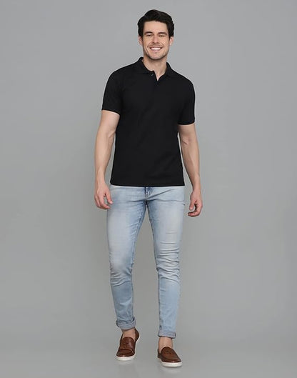 Poly Cotton Solid Half Sleeves Mens Polo T-shirt (Pack of 4)