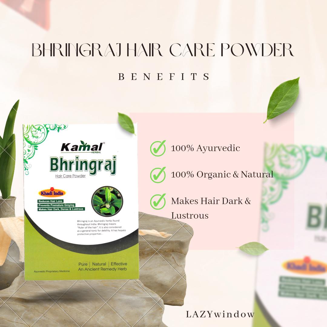 Khadi Kamal Herbal Bhringraj Powder for Man and Women 100 Pure Natural 100g (Pack of 5)