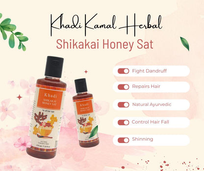 Khadi Kamal Herbal 100 Pure Natural & Organic Shikakai Honey Shampoo For Men And Women For Hair 210ml (Pack of 5)