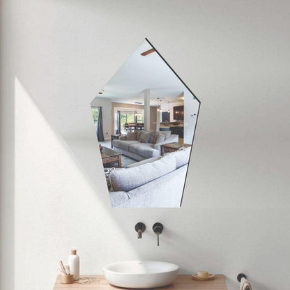 WallDaddy Pentagon Shape Plastic Mirror For Wall Size (20x30)Cm Flexible Mirror Pentagon Mirror