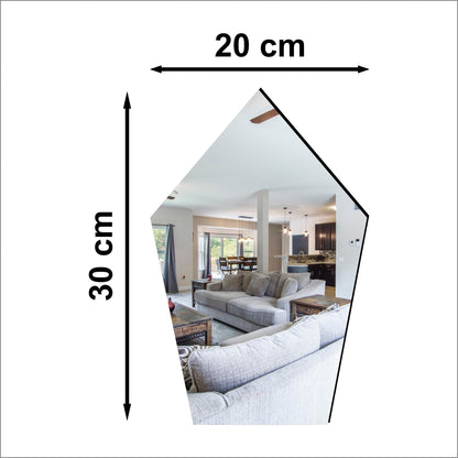 WallDaddy Pentagon Shape Plastic Mirror For Wall Size (20x30)Cm Flexible Mirror Pentagon Mirror