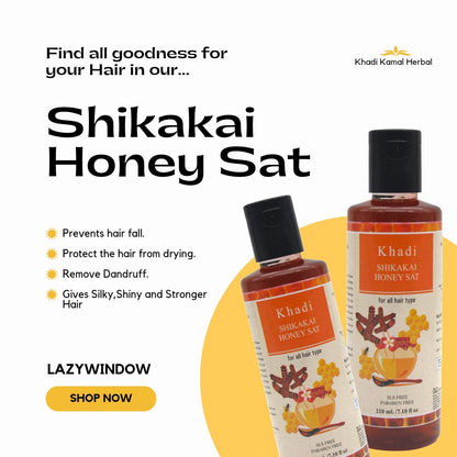 Khadi Kamal Herbal 100 Pure Natural & Organic Shikakai Honey Shampoo For Men And Women For Hair 210ml (Pack of 5)