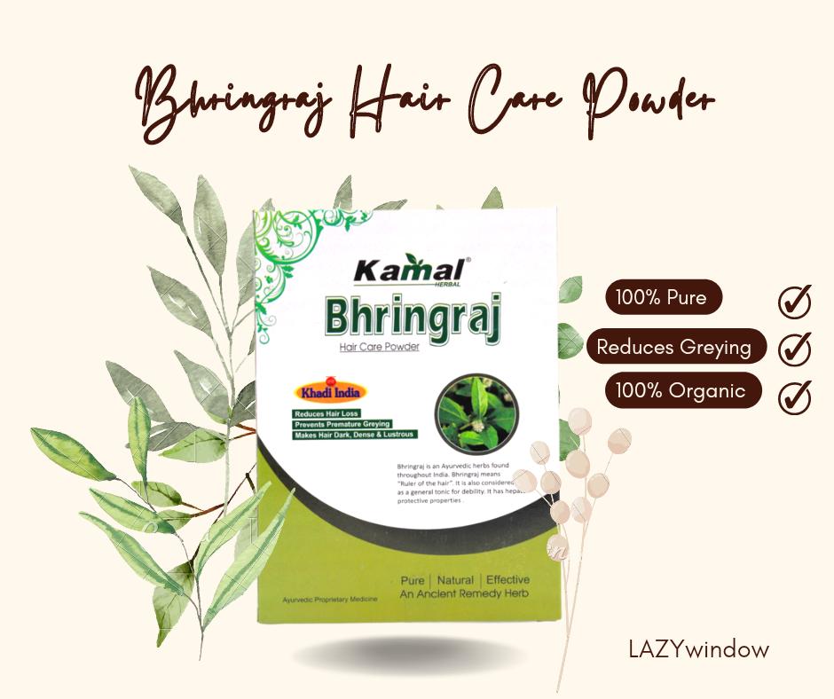 Khadi Kamal Herbal Bhringraj Powder for Man and Women 100 Pure Natural 100g (Pack of 5)
