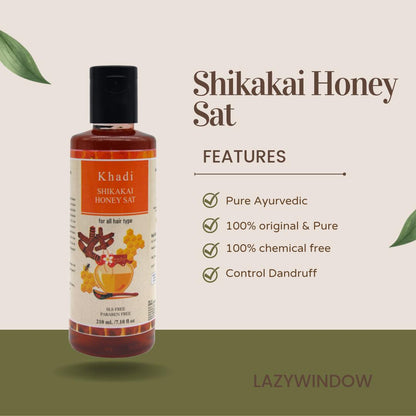 Khadi Kamal Herbal 100 Pure Natural & Organic Shikakai Honey Shampoo For Men And Women For Hair 210ml (Pack of 5)