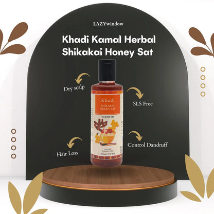 Khadi Kamal Herbal 100 Pure Natural & Organic Shikakai Honey Shampoo For Men And Women For Hair 210ml (Pack of 5)