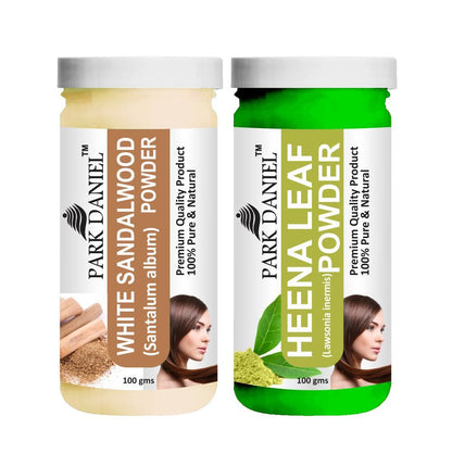 Park Daniel White Sandalwood Powder & Heena Leaf Powder Combo pack of 2 Jars of 100 gms(200 gms)