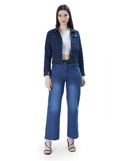 Lily Buds Denim Jacket For Women (Navy Blue)
