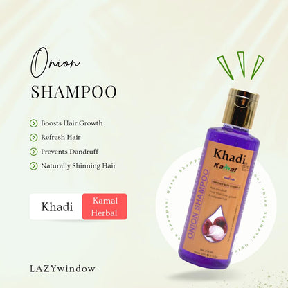Khadi Kamal Herbal 100 Pure Natural & Organic Onion Shampoo For Men And Women For Hair 210ml (Pack of 5)