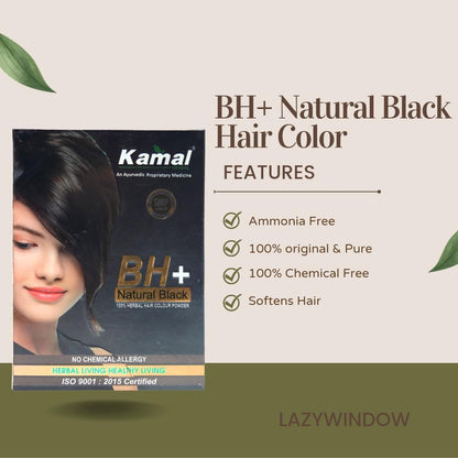 Khadi Kamal Herbal BH+ Black Hair Color for Man and Women 100 Natural Black 60g (Pack of 5)